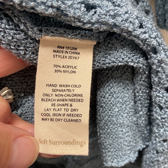 Soft Surroundings cardigan in blue boucle with intricate knit pattern, size S. - Picture 5 of 6